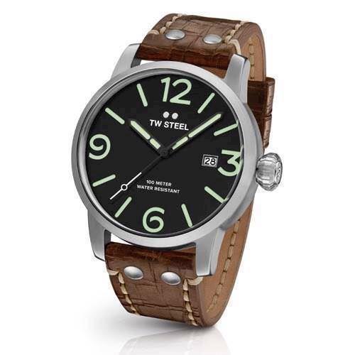 Image of TW Steel 45 mm sort med neon grøn Quartz Miyota 2417 Herre ur, model MS11